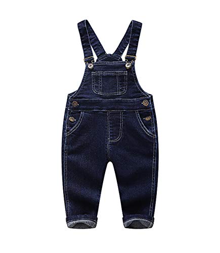 KIDSCOOL SPACE Baby-Denim-Latzhose, 3D niedlicher Cartoon-Hund gestrickte Jean-Latzhose,Blau,3-4 Jahre von KIDSCOOL SPACE