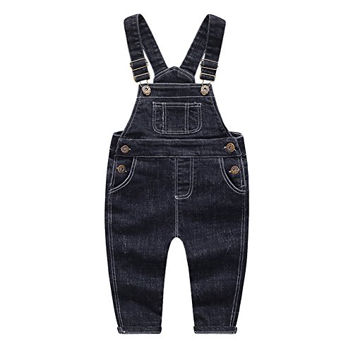 KIDSCOOL SPACE Baby-Denim-Latzhose, 3D niedlicher Cartoon-Hund gestrickte Jean-Latzhose,Schwarz,12-18 Monate von KIDSCOOL SPACE