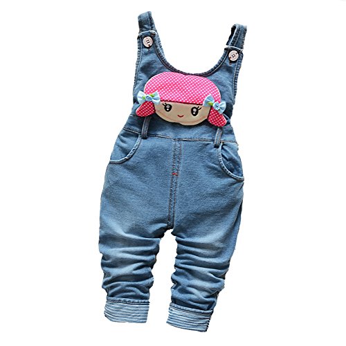 KIDSCOOL SPACE Baby Denim Overall, Kleinkind Mädchen Süßes Mädchen Jean Latzhose,Blau,2-3 Jahre von KIDSCOOL SPACE