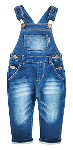 KIDSCOOL SPACE Baby Denim Overall,Kleinkind weicher süßer Jeanspullover,Blau,3-4 Jahre von KIDSCOOL SPACE