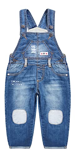 KIDSCOOL SPACE Baby Denim Overall,Kleinkind weicher süßer Jeanspullover,Blau,3-4 Jahre von KIDSCOOL SPACE