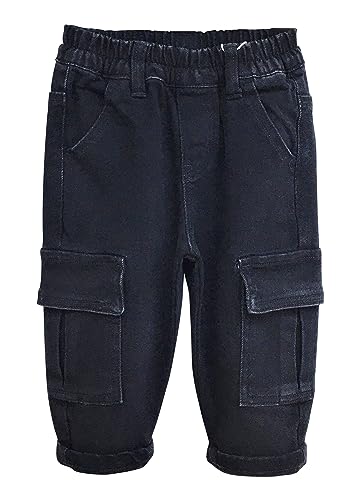 KIDSCOOL SPACE Baby Jeans, Kleinkind Jungen/Mädchen Elastischer Bund mit D-Ring Stretch Cargo Jeanshose, Schwarz, 9-12 Monate von KIDSCOOL SPACE