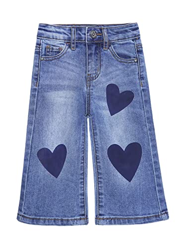 KIDSCOOL SPACE Baby Jeans für kleine Mädchen,Denim Hosen mit weitem Bein und ausgestelltem Saum,Tiefblau,3-4 Jahre von KIDSCOOL SPACE