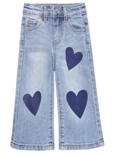KIDSCOOL SPACE Baby Jeans für kleine Mädchen,Denim Hosen mit weitem Bein und ausgestelltem Saum,hellblau,3-4 Jahre von KIDSCOOL SPACE
