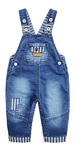 KIDSCOOL SPACE Baby Mädchen Einfach Windelwechsel Snap Beine Wal Bestickte Denim Overalls,Blau,9-12 Monate von KIDSCOOL SPACE