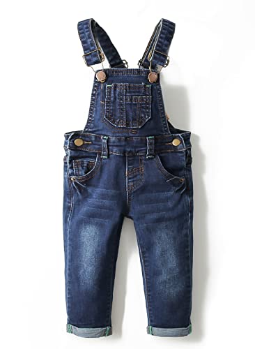 KIDSCOOL SPACE Baby Jungen Mädchen Jeans Overall,Kleinkind Schlank süßer Denim Pullover,Blau,2-3 Jahre von KIDSCOOL SPACE