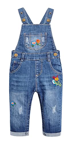 KIDSCOOL SPACE Baby Kleinkind Mädchen Snap Bein/Schritt Einfacher Windelwechsel Jeans Overall,Blau,4-5 Jahre von KIDSCOOL SPACE