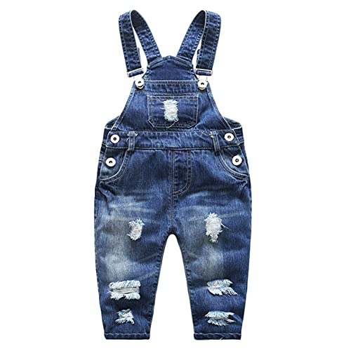 KIDSCOOL SPACE Baby Kleinkind Süße zerrissene verstellbare Träger Jean Overalls,Blau,2-3 Jahre von KIDSCOOL SPACE