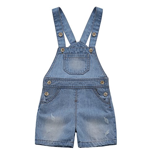 KIDSCOOL SPACE Baby Mädchen Jungen Jeans-Overall, Kleinkind Sommer-Denim-Shortall, Blau, 18–24 Monate von KIDSCOOL SPACE