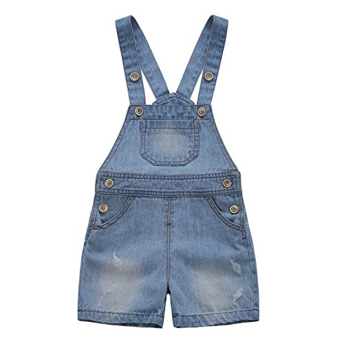 KIDSCOOL SPACE Baby Mädchen Jungen Jeans Overall,Kleinkind Sommer Denim Shortall,Blau,6-12 Monate von KIDSCOOL SPACE