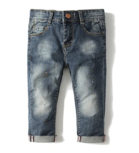 KIDSCOOL SPACE Baby Mädchen Jungen Slim Jeans,D-Ring Gummiband innen Zerrissene Jeanshose,Hellblau,18-24 Monate von KIDSCOOL SPACE