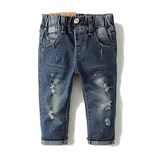 KIDSCOOL SPACE Jeans für Babys, Mädchen und Jungen, Gummizug innen mit D-Ringen, zerrissene Jeanshose von KIDSCOOL SPACE