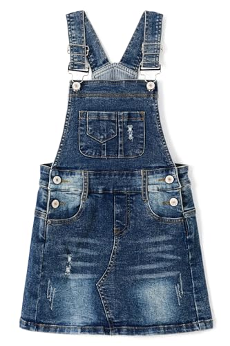 KIDSCOOL SPACE Baby-Mädchen-Rock, zerrissener, weicher, elastischer Denim-Kleinkind-Mädchen-Sommer-Overall-Kleid, Tiefblau, 6-9 Monate von KIDSCOOL SPACE