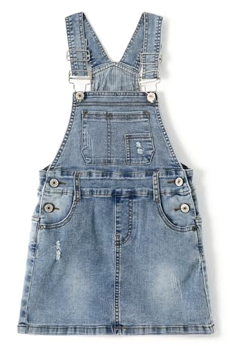 KIDSCOOL SPACE Baby-Mädchen-Rock, zerrissener, weicher, elastischer Denim-Mädchen-Sommer-Overall-Kleid, hellblau, 2-3 Jahre von KIDSCOOL SPACE