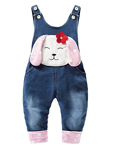 KIDSCOOL SPACE Baby Overall, niedlicher Kleinkind 3D Cartoon Puppy Denim Overall,Blau,18-24 Monate von KIDSCOOL SPACE