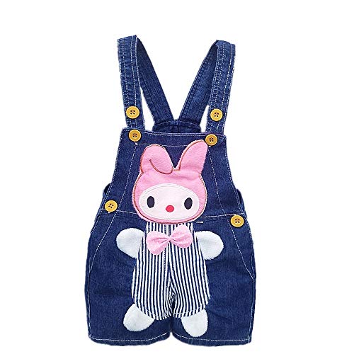 KIDSCOOL SPACE Baby Sommer Baumwolle Denim 3D Cartoon Bunny Weiche Kurze Overalls,Blau,12-18 Monate von KIDSCOOL SPACE