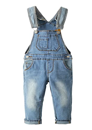 KIDSCOOL SPACE Baby & Kleinkind verstellbare hellblaue verwaschene schmale Jeans-Overalls,Blau,3-4 Jahre von KIDSCOOL SPACE