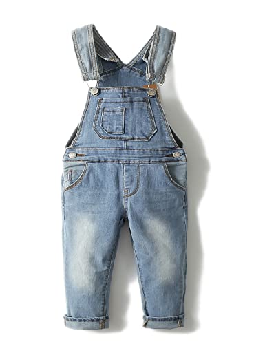 KIDSCOOL SPACE Baby & Kleinkind verstellbare hellblaue verwaschene schmale Jeans-Overalls,Blau,3-4 Jahre von KIDSCOOL SPACE