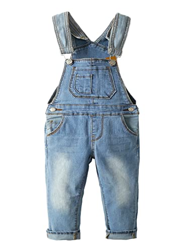 KIDSCOOL SPACE Baby & Kleinkind verstellbare hellblaue verwaschene schmale Jeans-Overalls,Blau,4-5 Jahre von KIDSCOOL SPACE