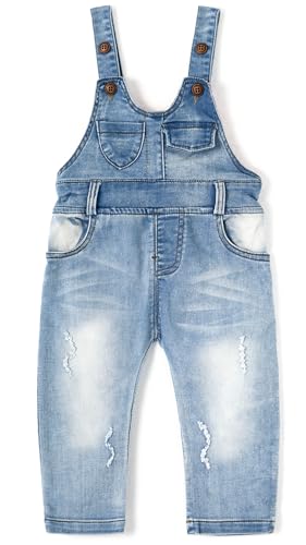 KIDSCOOL SPACE Baby & kleine Jungen/Mädchen Karofutter Denim Latzhose,Hellblau, 3-4 Jahre von KIDSCOOL SPACE