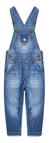 KIDSCOOL SPACE Baby & kleine Jungen Mädchen Einfacher Windelwechsel Druckknopfbeine Große Latztasche Denim Overalls,Blau,4-5 Jahre von KIDSCOOL SPACE