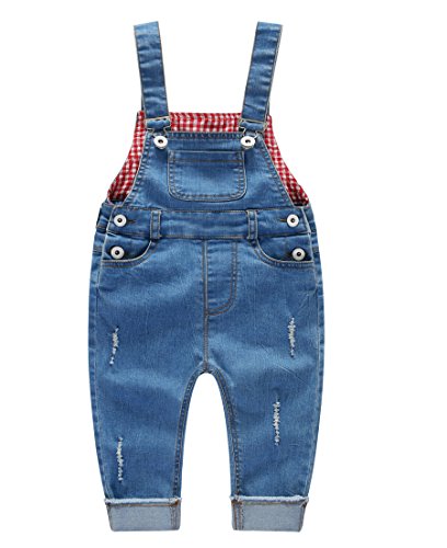 KIDSCOOL SPACE Denim-Latzhose für Babys & kleine Jungen/Mädchen,Jean Workwear,Hellblau,12-18 Monate von KIDSCOOL SPACE