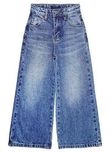 KIDSCOOL SPACE Girl Jeans,Kid Wide Leg Slim Fit Fashion Denim Jeans Hose,Hellblau,10-11 Jahre von KIDSCOOL SPACE