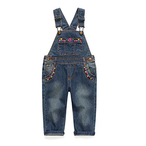 KIDSCOOL SPACE Jeans-Latzhose für Babys & kleine Mädchen,Jean Workwear Latzhose,Tiefes Blau, 12-18 Monate von KIDSCOOL SPACE