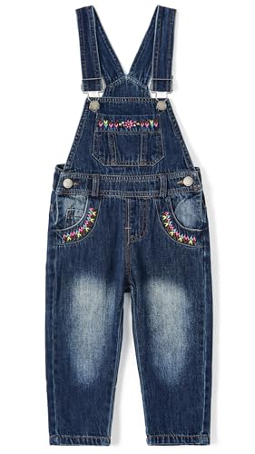KIDSCOOL SPACE Jeans-Latzhose für Babys & kleine Mädchen,Jean Workwear Latzhose,Tiefes Blau,6-12 Monate von KIDSCOOL SPACE