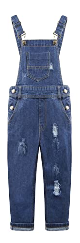 KIDSCOOL SPACE Jeans-Latzhose für Mädchen,little Ripped Big Bib Slim Jeans-Latzhose,Blau,13-14 Jahre von KIDSCOOL SPACE