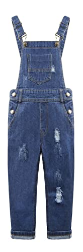 KIDSCOOL SPACE Jeans-Latzhose für Mädchen,little Ripped Big Bib Slim Jeans-Latzhose,Blau,3-4 Jahre von KIDSCOOL SPACE