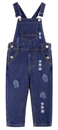 KIDSCOOL SPACE Jeans-Latzhose für Mädchen,little Ripped Big Bib Slim Jeans-Latzhose,Blau,7-8 Jahre von KIDSCOOL SPACE