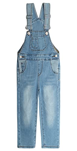 KIDSCOOL SPACE Jeans-Overall für Mädchen, elastischer Bund innen, gewaschener, dehnbarer Jeans-Overall, Hellblau, 6 von KIDSCOOL SPACE