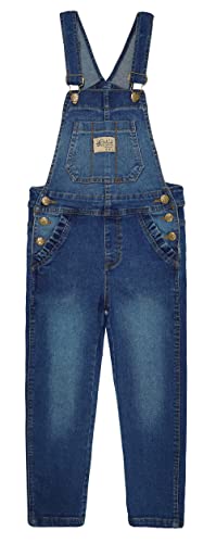 KIDSCOOL SPACE Jeans-Overall für große Mädchen, Gummiband mit 3 Knöpfen innen, dehnbarer, weicher Denim-Overall, Blau, 11-12 Jahre von KIDSCOOL SPACE