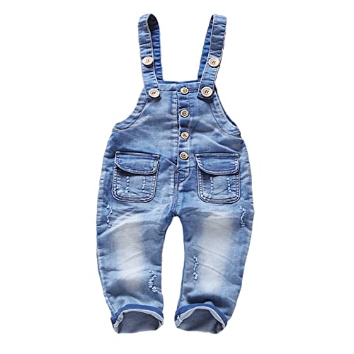 KIDSCOOL SPACE Jeans-Overalls für Babys und kleine Jungen/Mädchen,Jean Workwear,Hellblau, 12-18 Monate von KIDSCOOL SPACE