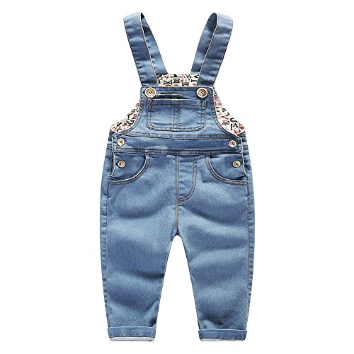 KIDSCOOL SPACE Jeans-Overalls für Babys und kleine Jungen/Mädchen,Jean Workwear,Hellblau, 12-18 Monate von KIDSCOOL SPACE