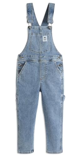 KIDSCOOL SPACE Jeans-Overalls für Mädchen, hochelastische Jeans-Latzhose für kleine große Kinder, Hellblau, 13–14 Jahre von KIDSCOOL SPACE