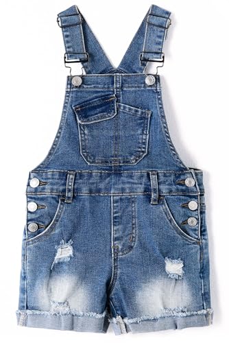 KIDSCOOL SPACE Jeans-Overallshorts für Mädchen, Jeans-Overalls für kleine große Jungs, Blau, 13–14 Jahre von KIDSCOOL SPACE