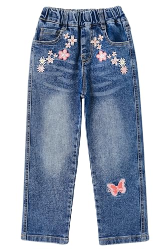 KIDSCOOL SPACE Jeanshose mit Grasstickerei für kleine Mädchen,Blau,14-15 Jahre von KIDSCOOL SPACE