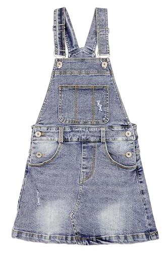 KIDSCOOL SPACE Jeansrock für Mädchen, 6–14 Jahre, zerrissenes A-Linien-Jeanskleid für kleine große Mädchen, Hellblau, 5–6 Jahre von KIDSCOOL SPACE