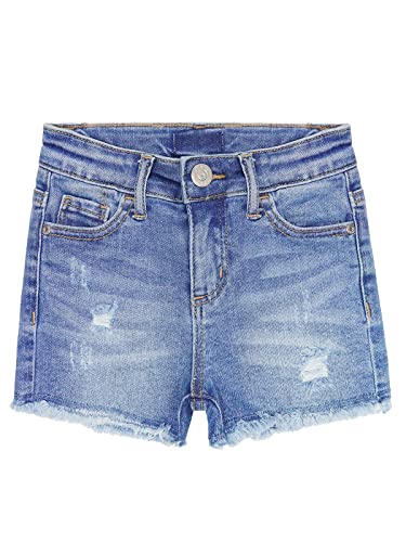 KIDSCOOL SPACE Jeansshorts kleine Mädchen,Jungen,zerrissener,ausgefranster,ungesäumter Saum,einfaches Design,niedliche Sommer-Denimhose,Blau,5-6 Jahre von KIDSCOOL SPACE