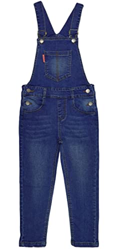 KIDSCOOL SPACE Jungen-Jeans-Overalls,einfacher großer Lätzchen-Overall aus weichem, dehnbarem Denim,Blau,5–6 Jahre von KIDSCOOL SPACE