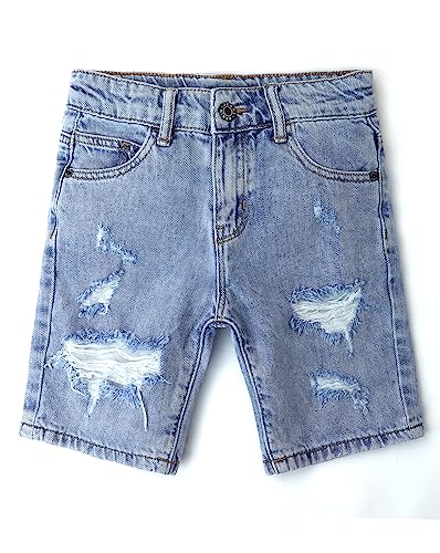 KIDSCOOL SPACE Jungen Jeansshorts, Sommerjeans mit elastischem Bund und Rissen, Hellblau, 5-6 Jahre von KIDSCOOL SPACE