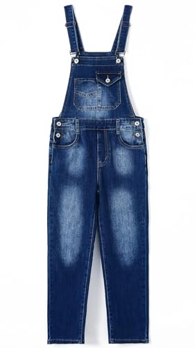 KIDSCOOL SPACE Jungen Mädchen Overall, große Taschen, weich gewaschener Denim Overall,Blau,14-15 Jahre von KIDSCOOL SPACE