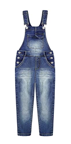 KIDSCOOL SPACE Jungen Mädchen Overall dehnbarer schmaler verstellbarer Jeans Overall,Blau,11-12 Jahre von KIDSCOOL SPACE