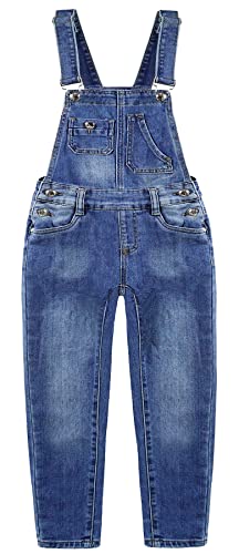 KIDSCOOL SPACE Jungen Mädchen Overalls unregelmäßige Taschen schmaler Denim Overall,Blau,11-12 Jahre von KIDSCOOL SPACE