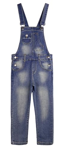 KIDSCOOL SPACE Jungen Mädchen Overalls unregelmäßige Taschen schmaler Denim Overall,Blau,14-15 Jahre von KIDSCOOL SPACE