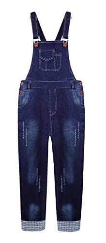 KIDSCOOL SPACE Jungen-Overalls, Große Tasche, Zerrissene, verstellbare, lässige Denim-Arbeitskleidung, Blau, 9–10 Jahre von KIDSCOOL SPACE