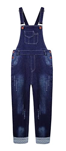 KIDSCOOL SPACE Jungen-Overalls, Große Tasche, zerrissen, verstellbar, lässige Denim-Arbeitskleidung, Blau, 11–12 Jahre von KIDSCOOL SPACE