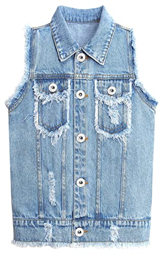 KIDSCOOL SPACE Kid Jeansweste,Junior Ripped Raw Edge Denim Weste Tops,Blau,9-10 Jahre KIDSCOOL SPACE Kid Jeansweste,Junior Ripped Raw Edge Denim Weste Tops,Blau,9-10 Jahre von KIDSCOOL SPACE